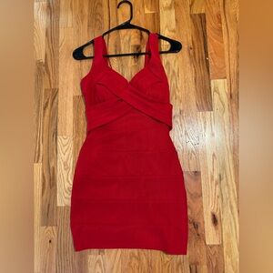 Elegant Red Bandage Dress
